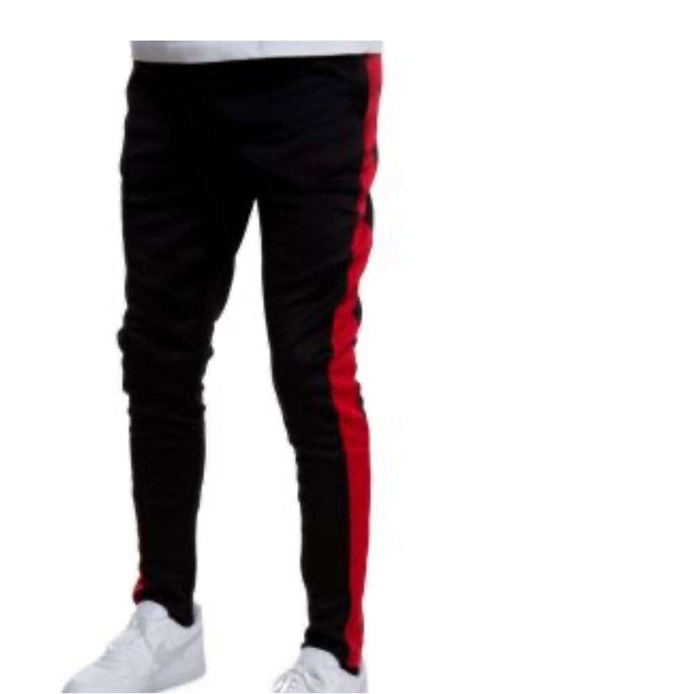 NEW Rebel Minds Mens XL black Jogger Track Sweat Pants red Stripes NW Adult